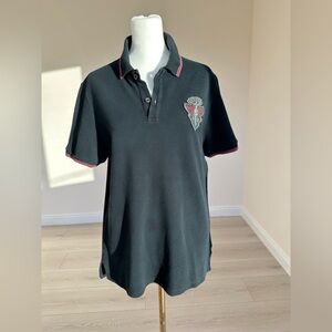 Gucci Black Men's  Vintage Polo Shirt with Red and Green Collar |Size L